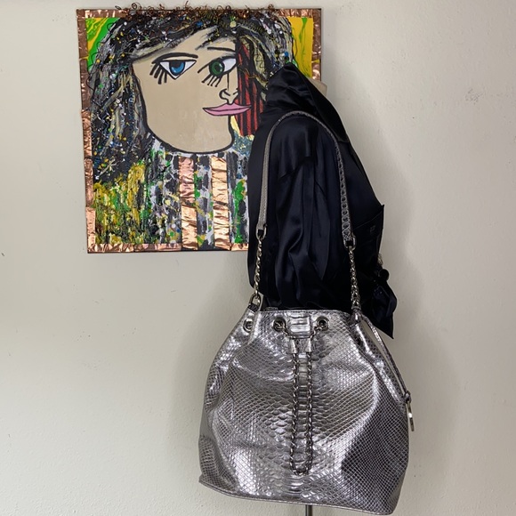 Michael Kors Silver Reptile Drawstring Bag - Picture 14 of 14